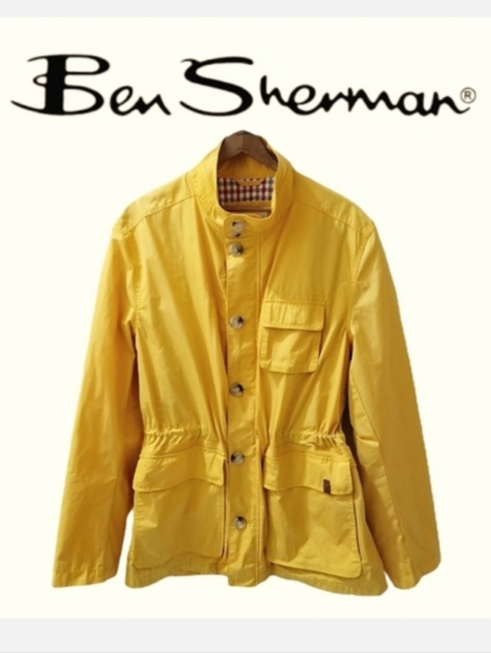 Ben Sherman London Utility Parka Jacket Yellow Unisex Sz L